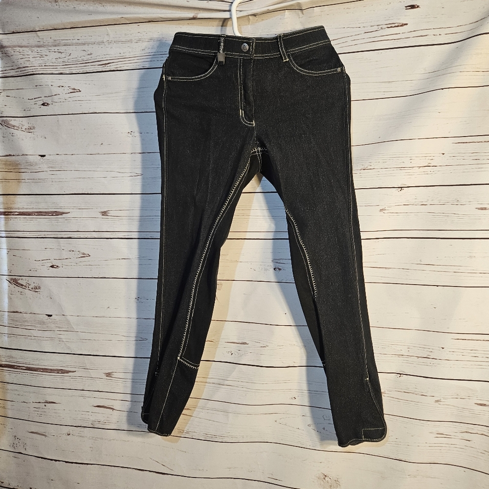 Romph Equestrian Riding Pants Horseback Riding Jodhpurs Black Denim Style SZ‎ 28